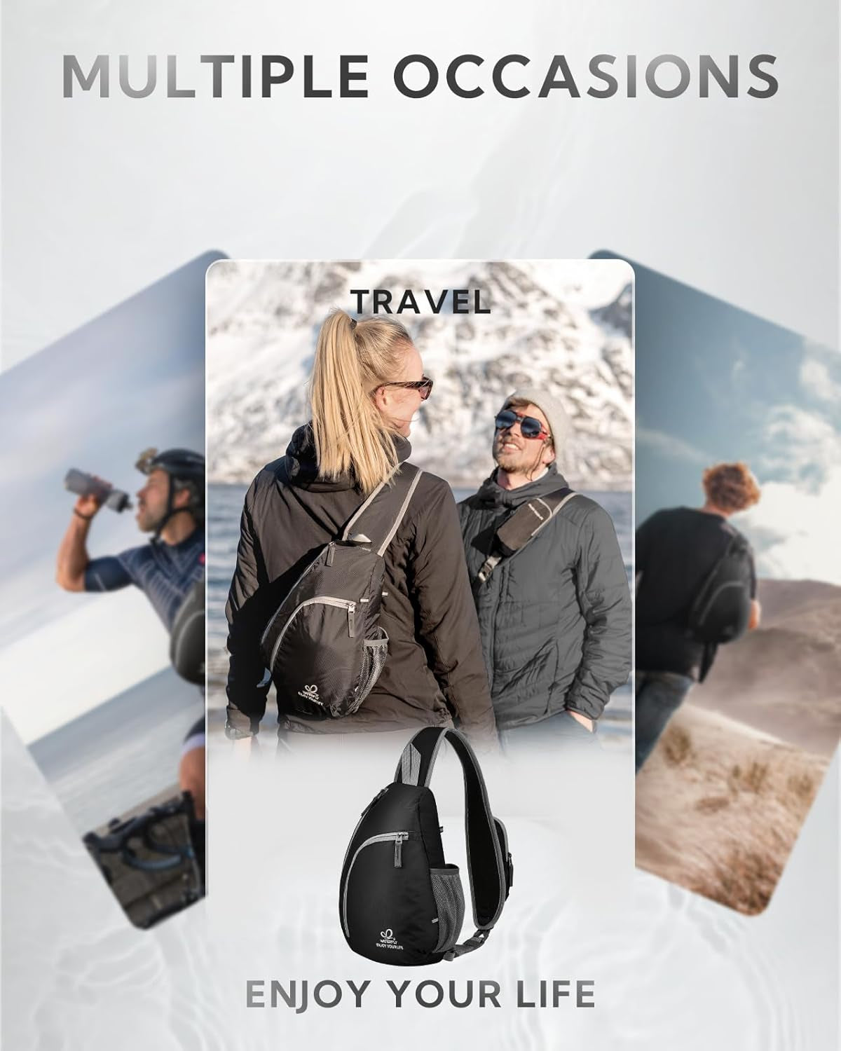 Crossbody Sling Bag Small Water Resistant Backpack Lightweight Shoulder Chest Daypack for Men Women Hiking Travel