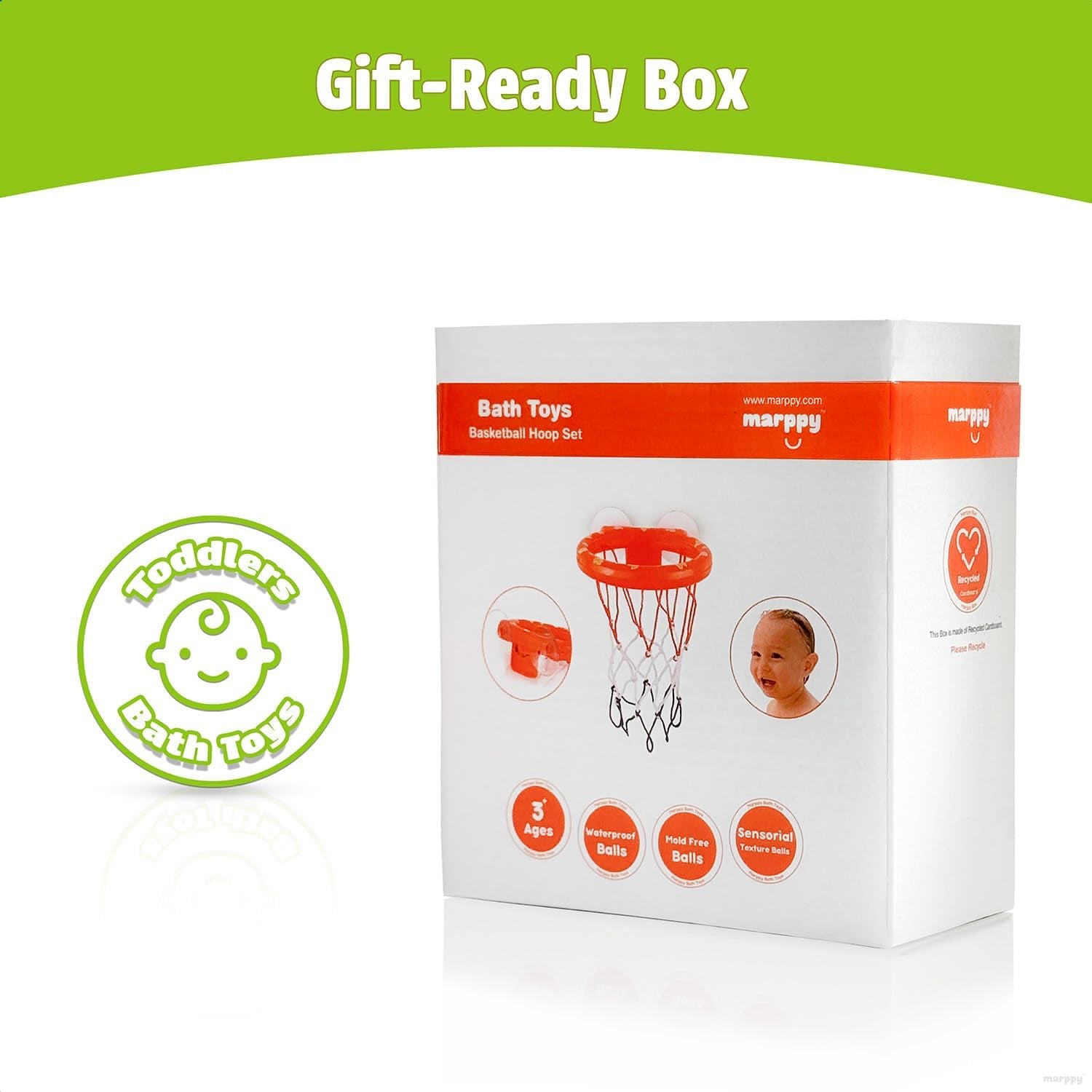 Bath Toys - Bathtub Basketball Hoop for Kids Toddlers - Mold Free Bath Toys with Suction Cup & 3 No Hole Balls - Shower and Bathtub Toys for Toddlers - Boys Girls