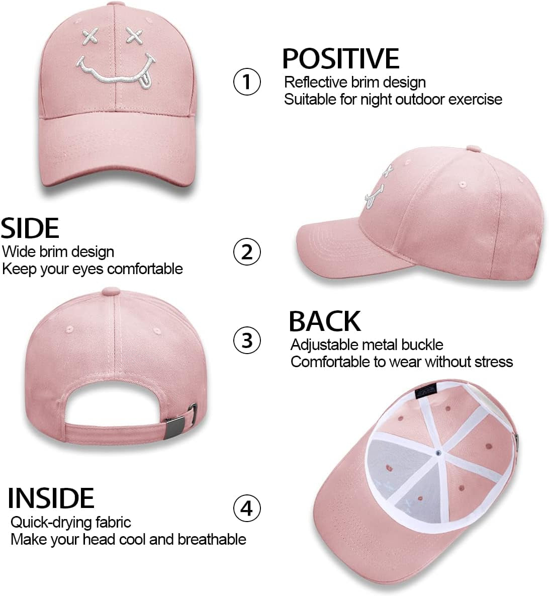 Baseball Cap with Embroidered,Plain Hats Unisex Adjustable Cotton 6 Panel Vintage Trucker Hat Peak Cap Golf Running Hat Outdoor Cap