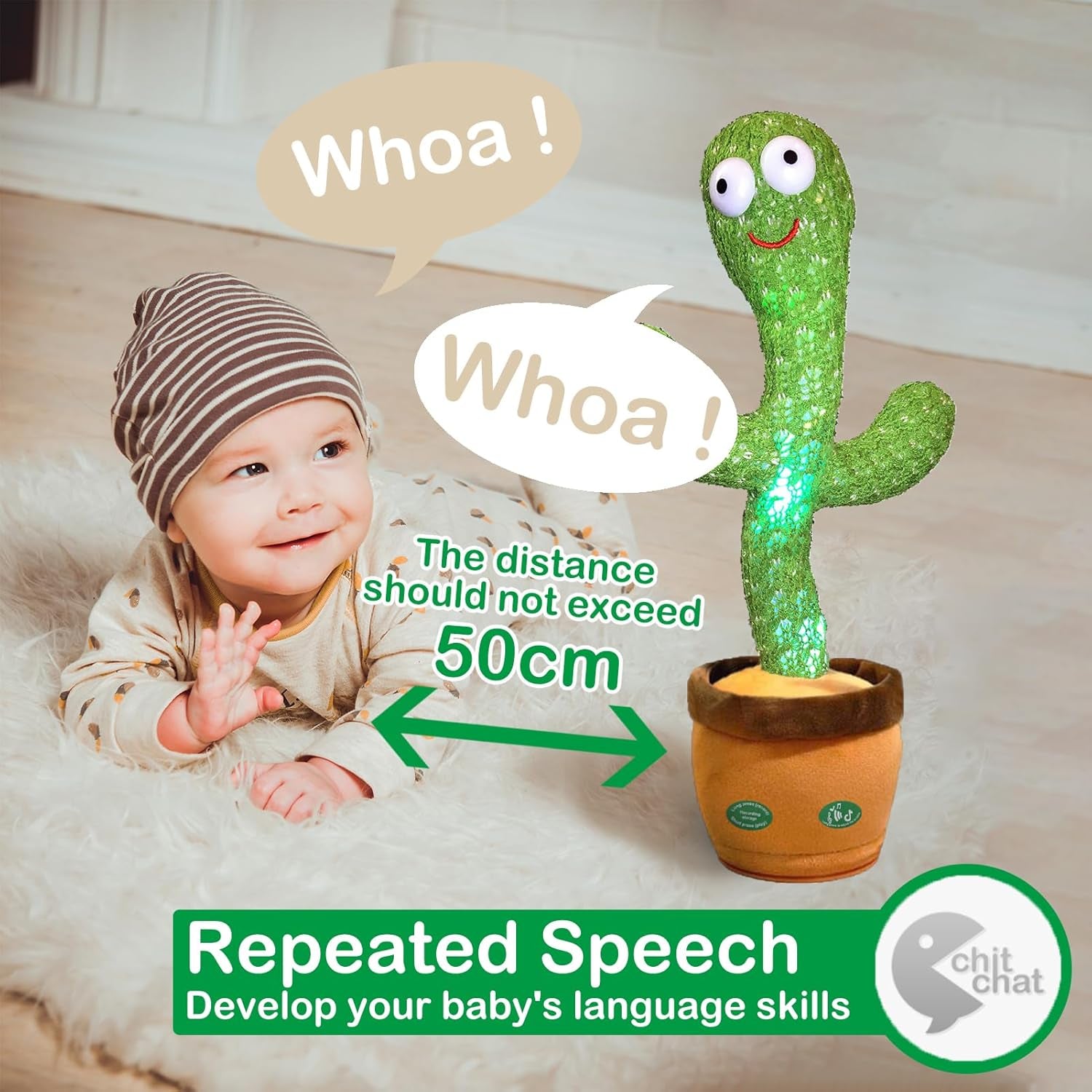 Dancing Talking Cactus Mimicking Toy,Talking Repeat Singing Sunny Cactus Toy 120 Pcs Songs for Baby 15S Record Your Sound Sing+Dancing+Recording+Led