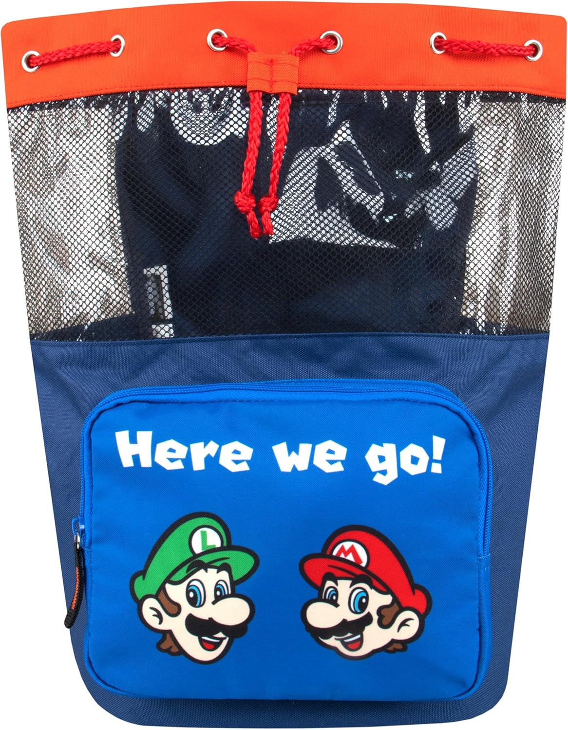 Bag | Mario and Luigi Boys Swim Bag | Kids Beach Bags | Swimming Bags | Blue One Size
