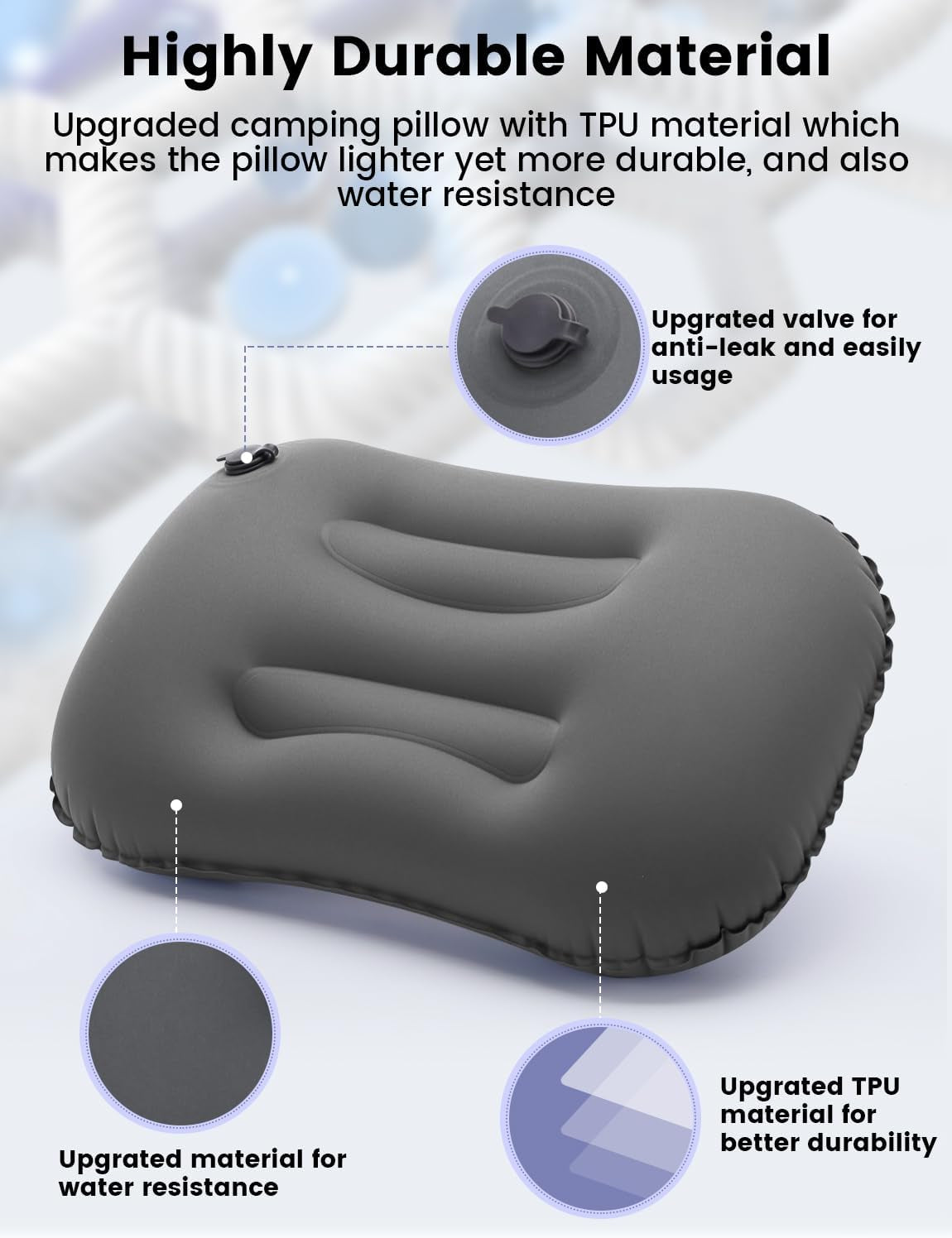 Camping Pillow Inflatable with Ergonomic Design, Travel Pillow Air Pillow Beach Pillow for Neck Support for Car Beach Office