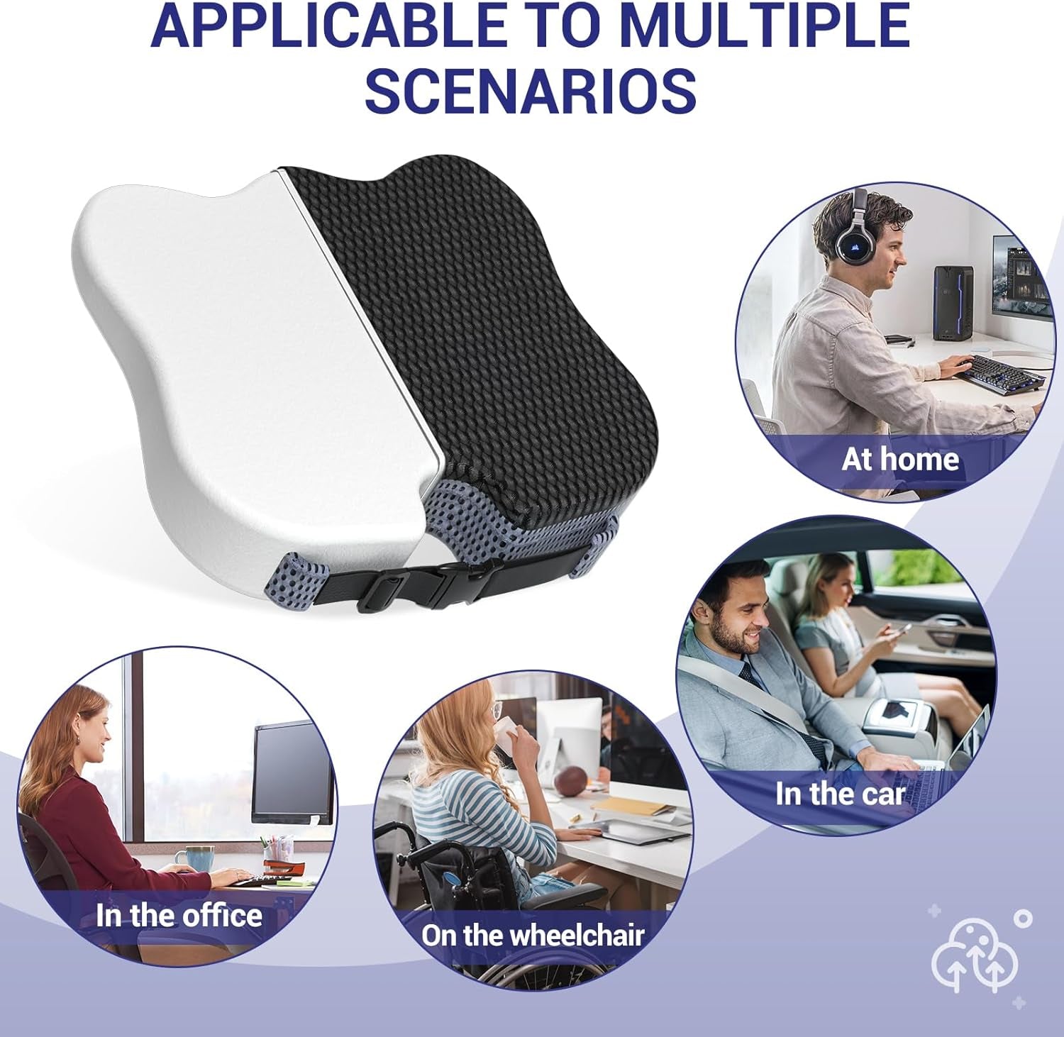 Car Seat Cushions for Driving - Memory Foam Seat Cushion Pads for Office Chair Long Sitting, Coccyx Cushion Support for Desk Chair, Wheelchair, Tailbone and Sciatica Pain Relief - Black