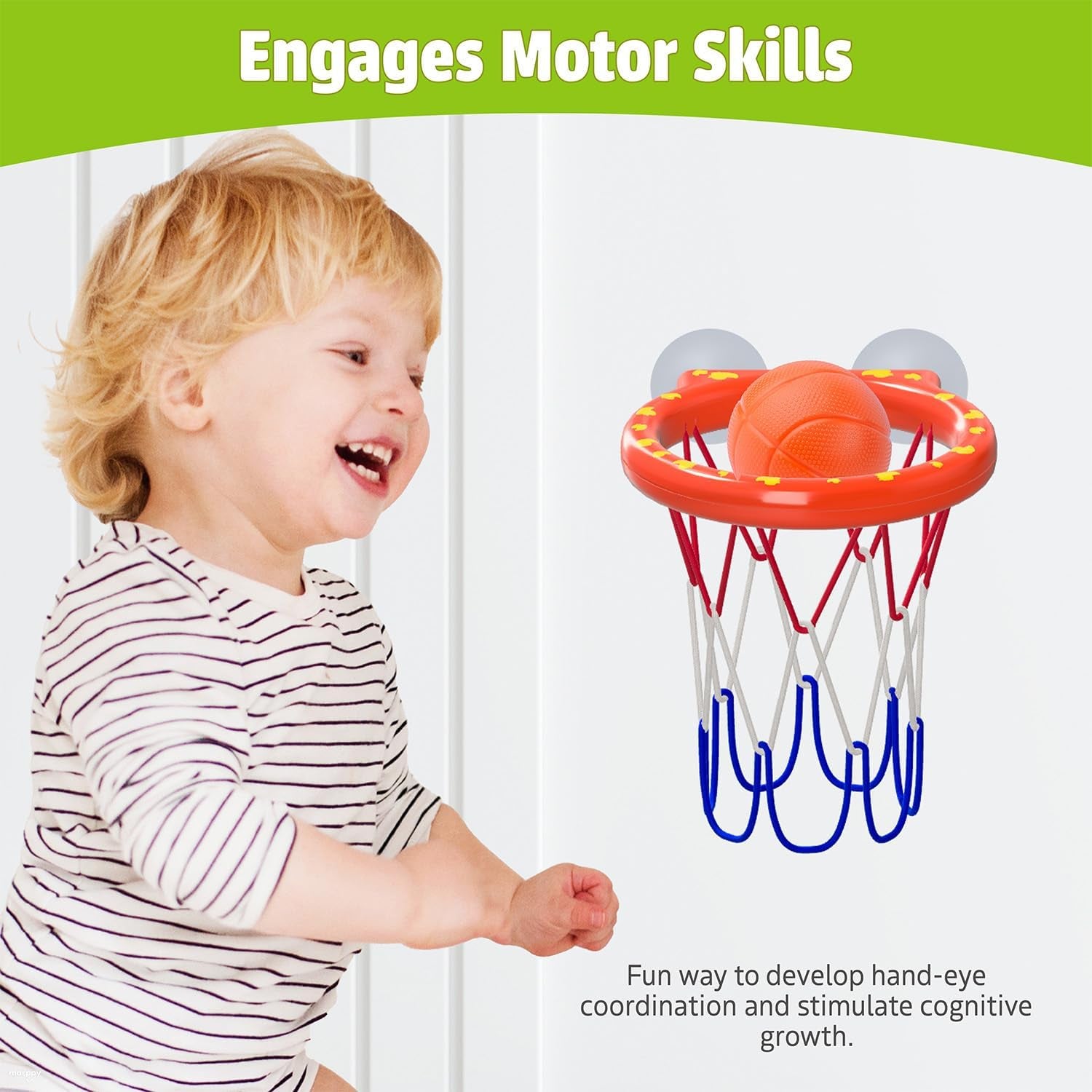 Bath Toys - Bathtub Basketball Hoop for Kids Toddlers - Mold Free Bath Toys with Suction Cup & 3 No Hole Balls - Shower and Bathtub Toys for Toddlers - Boys Girls