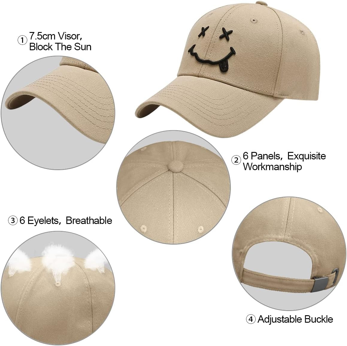 Baseball Cap with Embroidered,Plain Hats Unisex Adjustable Cotton 6 Panel Vintage Trucker Hat Peak Cap Golf Running Hat Outdoor Cap