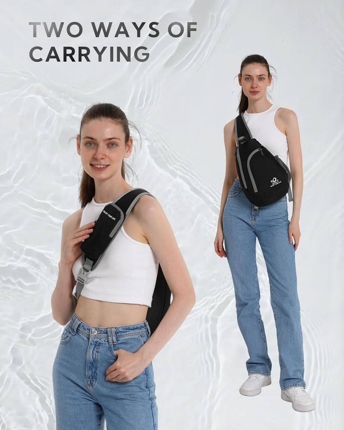 Crossbody Sling Bag Small Water Resistant Backpack Lightweight Shoulder Chest Daypack for Men Women Hiking Travel