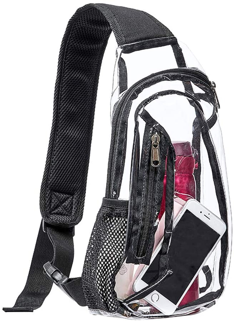 Clear Sling Bag, Stadium Approved Clear Bag, Transparent Chest Daypack for Hiking, Stadium or Concerts