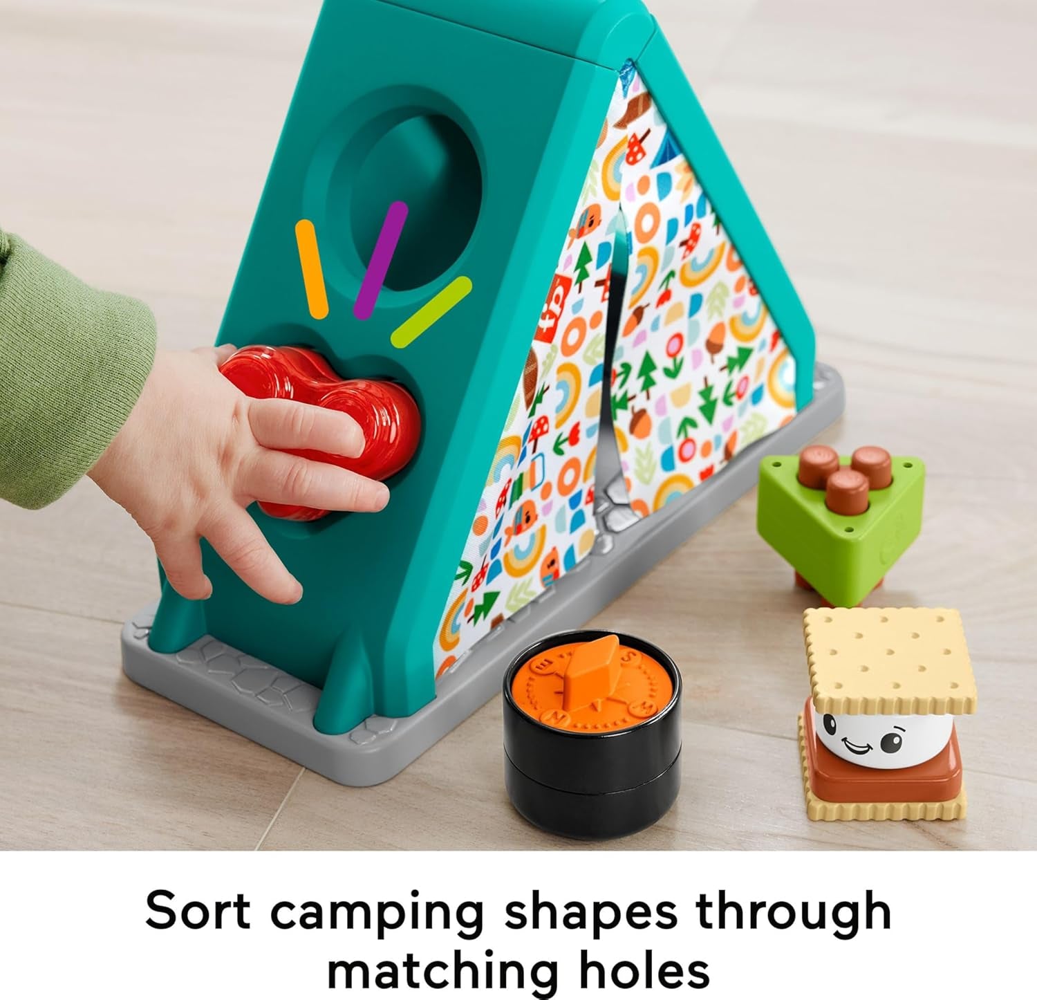 Baby Developmental Toy S’More Shapes Camping Tent Block Sorting Activity for Infants Ages 6+ Months