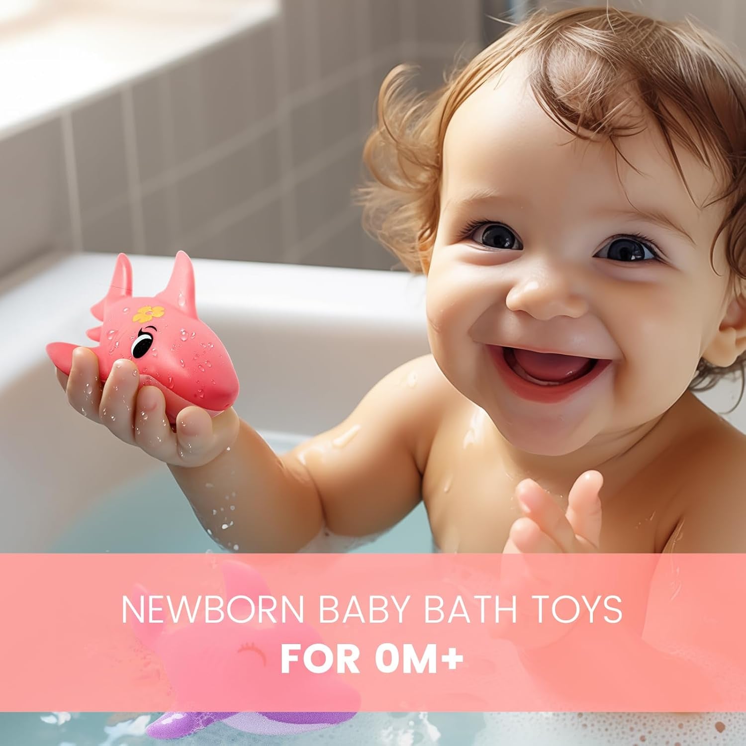 Bath Toys for Kids - No Hole Baby Toys for 1 Year Old Infant Boys Girls, Shower Water Pool Toys
