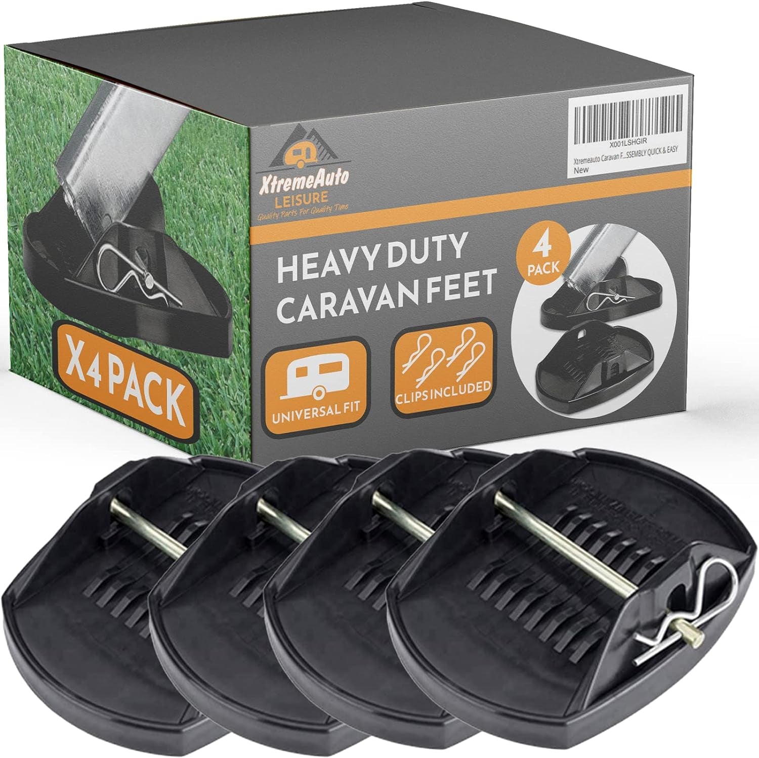 Caravan Feet Jack Pads - Heavy Duty Caravan Feet Pads, Prevent Sinking into Soft Ground, Caravan Feet Pads Heavy Duty, Steady Stabiliser Pads for Caravan Legs X4 Caravan Jack Pads with Pins