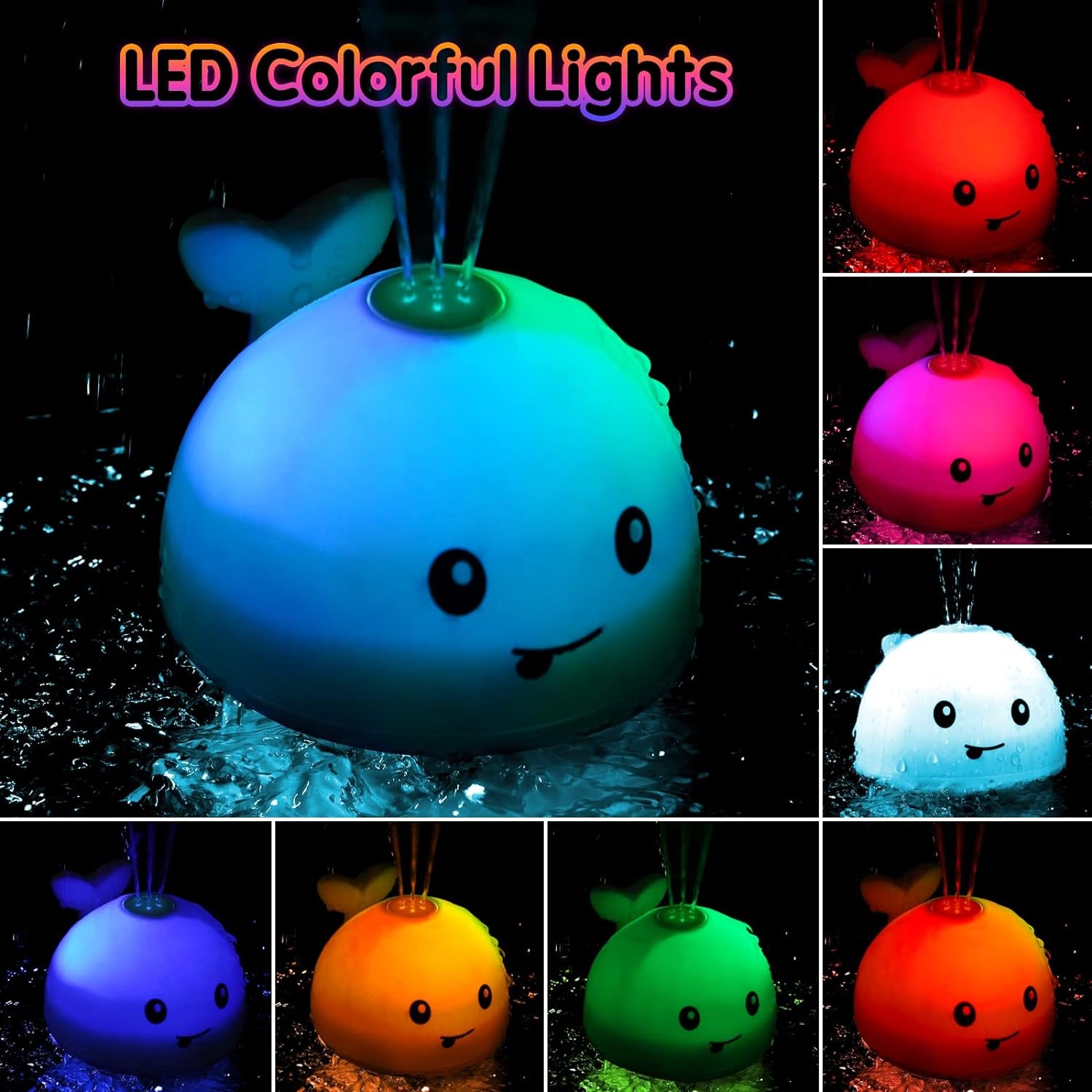Baby Bath Toys, Toddler Bath Toys for Kids Ages 1-3, Light up Whale Bath Toy Sprinkler, Pool Water Table Infant Baby Toys 6-12-18 Months, Bathtub Fountain Toy, Toddler 1St Birthday 1 2 3 Gifts