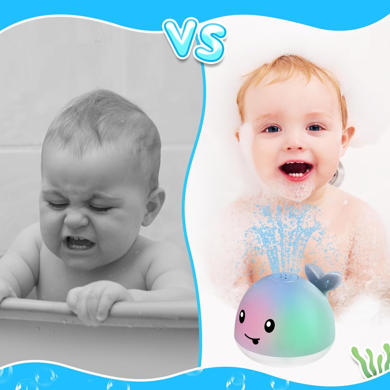 Baby Bath Toys, Toddler Bath Toys for Kids Ages 1-3, Light up Whale Bath Toy Sprinkler, Pool Water Table Infant Baby Toys 6-12-18 Months, Bathtub Fountain Toy, Toddler 1St Birthday 1 2 3 Gifts