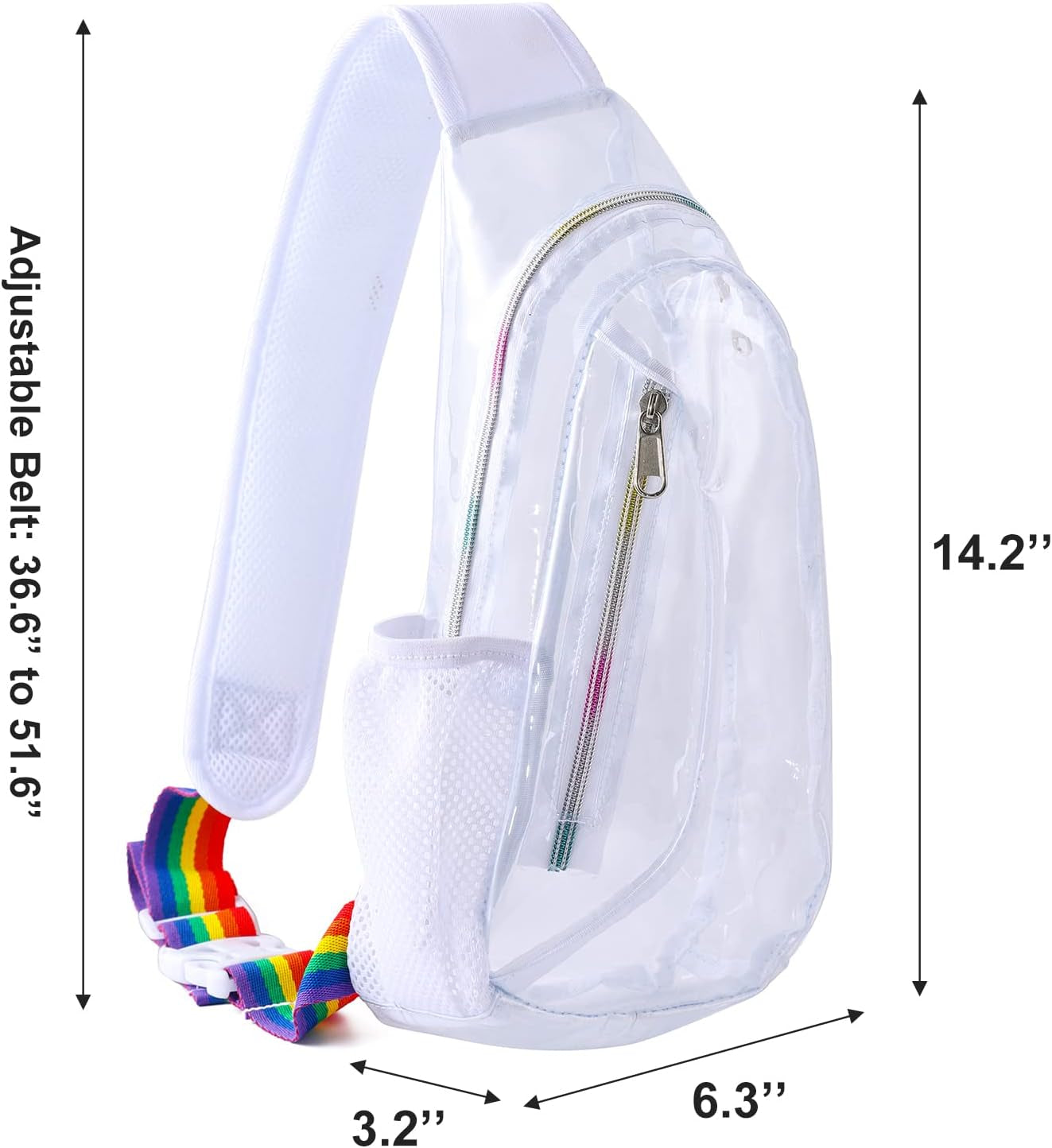Clear Sling Bag, Stadium Approved Clear Bag, Transparent Chest Daypack for Hiking, Stadium or Concerts