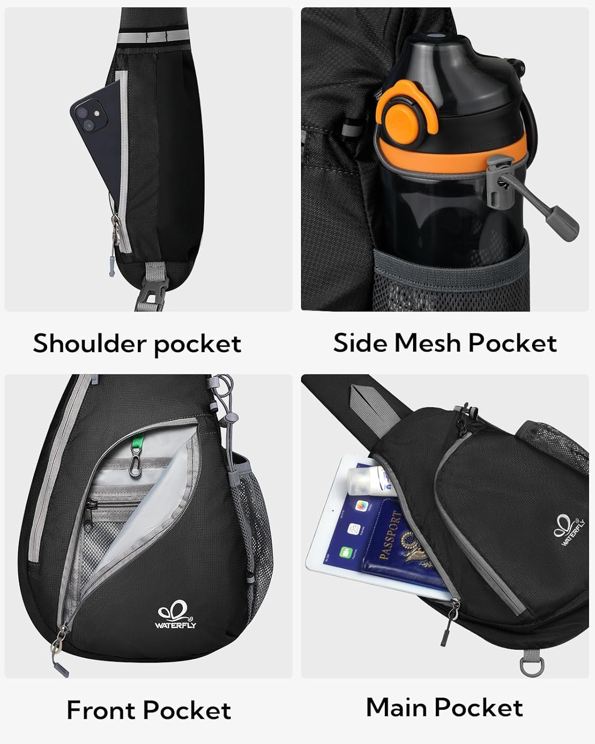 Crossbody Sling Bag Small Water Resistant Backpack Lightweight Shoulder Chest Daypack for Men Women Hiking Travel