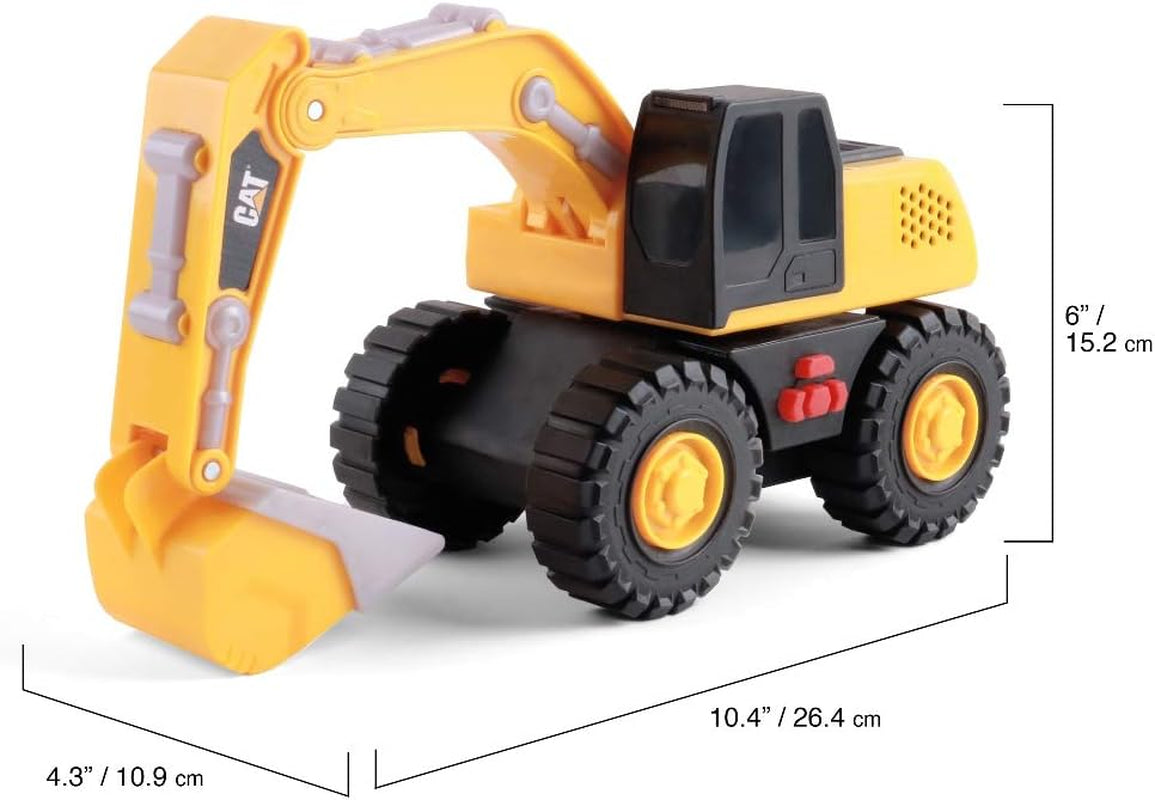 Construction Toys, Tough Machines Toy Excavator, 10" W/Realistic Lights & Sounds, Rumbling Action, Movable Parts & Sturdy Plastic Construction