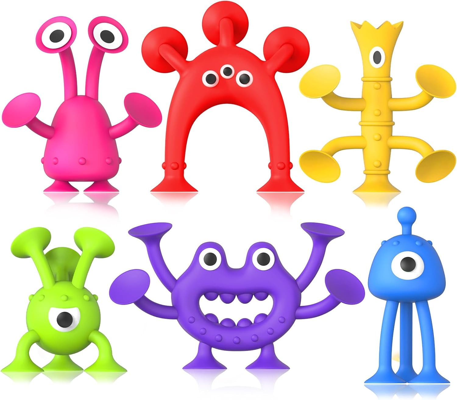 Baby Bath Toys Suction Toy: No Hole Bath Toy for Baby Toddlers - Kids Mini Sensory Fidget Suction Cup Toys for Boys Girls - Window Building Toy Travel Essentials Road Trip Activities for Kids Gifts