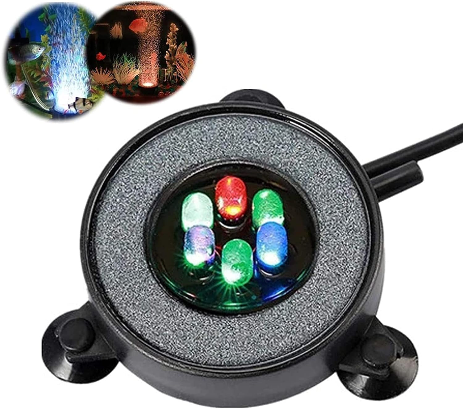 Aquarium Air Stone Fish Tank Led Air Stone Bubble Light with 6 Color Changing Leds for Aquarium