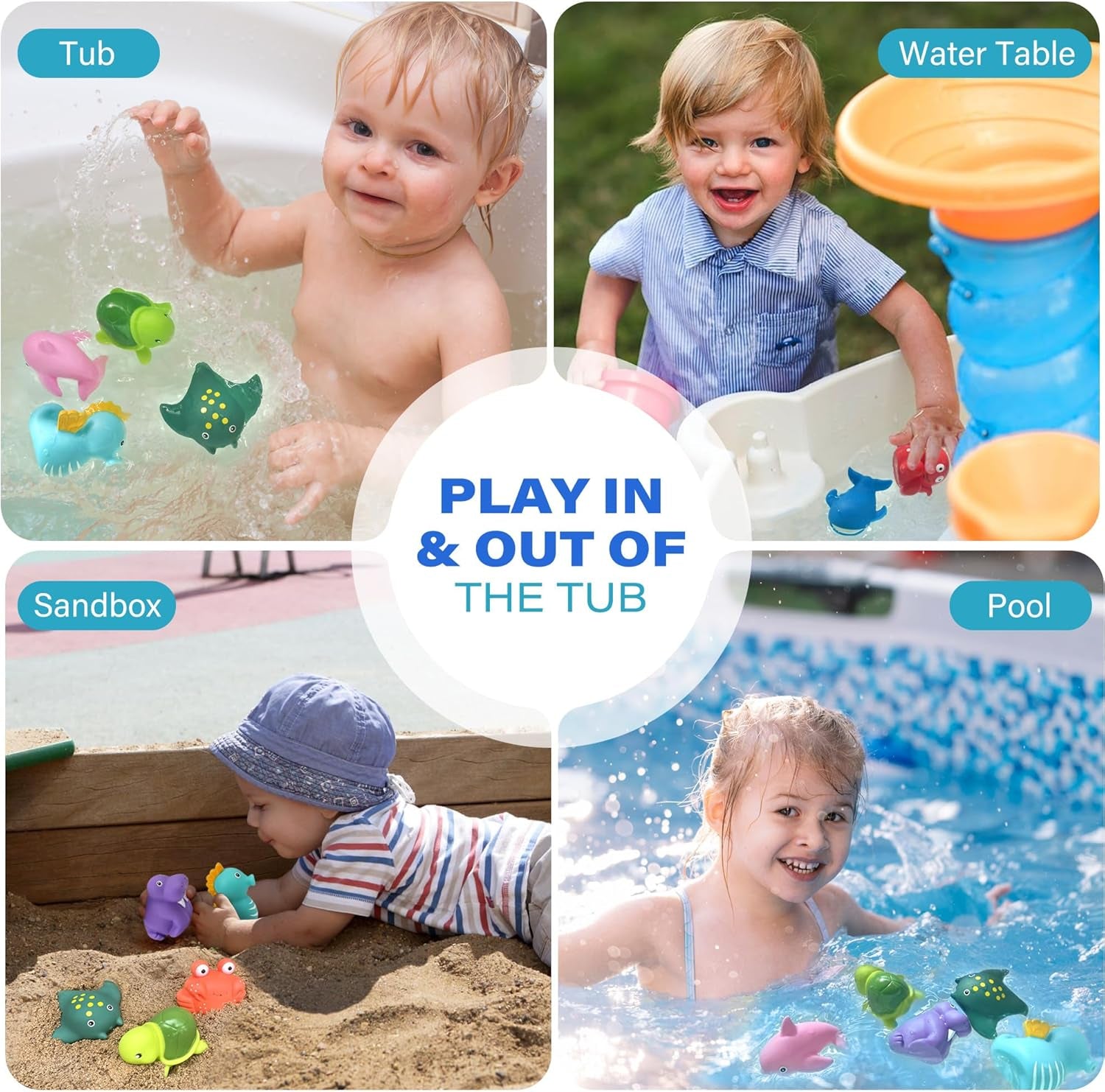 Bath Toys for Kids Ages 1-3, Mold Free Baby Bath Toys for Toddlers 2-4, 8PCS No Holes Ocean Sea Animal Bathtub Toys, Soft Bath Tub Toys