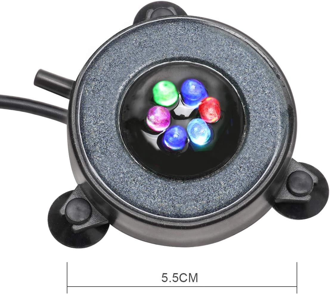 Aquarium Air Stone Fish Tank Led Air Stone Bubble Light with 6 Color Changing Leds for Aquarium