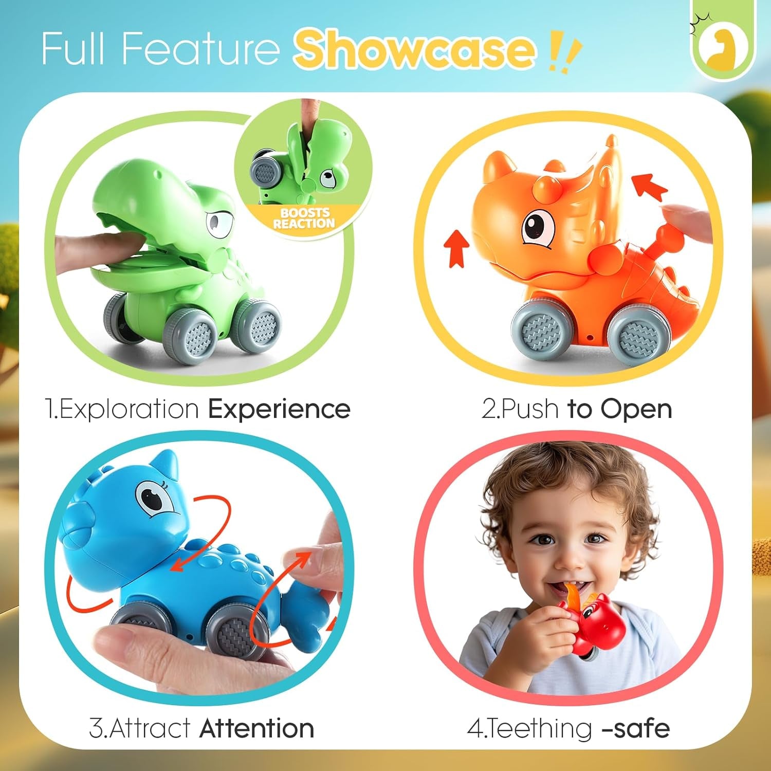Baby Dinosaur Car Toys with Playmat/Storage Bag|1St Birthday Gifts for Toddler Age 1-2|Baby Toys for 1 2 3 Year Old Boy|1 2 Year Old Boy Gift for Infant 12-18 Month