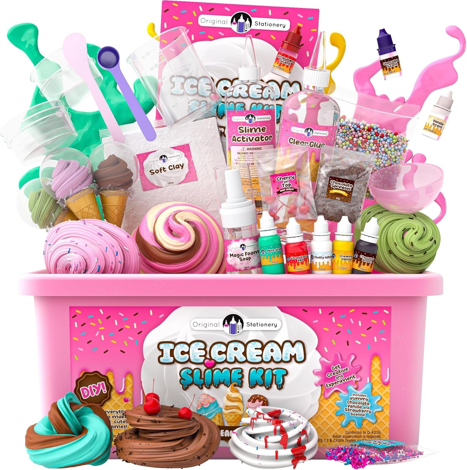 DIY Ice Cream Slime Kit for Girls, Amazing Ice Cream Slime Making Kit to Make Butter Cloud & Foam Slimes, Fun Easter Present, 10 Year Old Girl Birthday Gifts & Toys for Girls 8-10