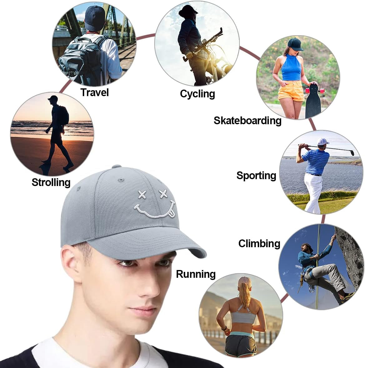 Baseball Cap with Embroidered,Plain Hats Unisex Adjustable Cotton 6 Panel Vintage Trucker Hat Peak Cap Golf Running Hat Outdoor Cap