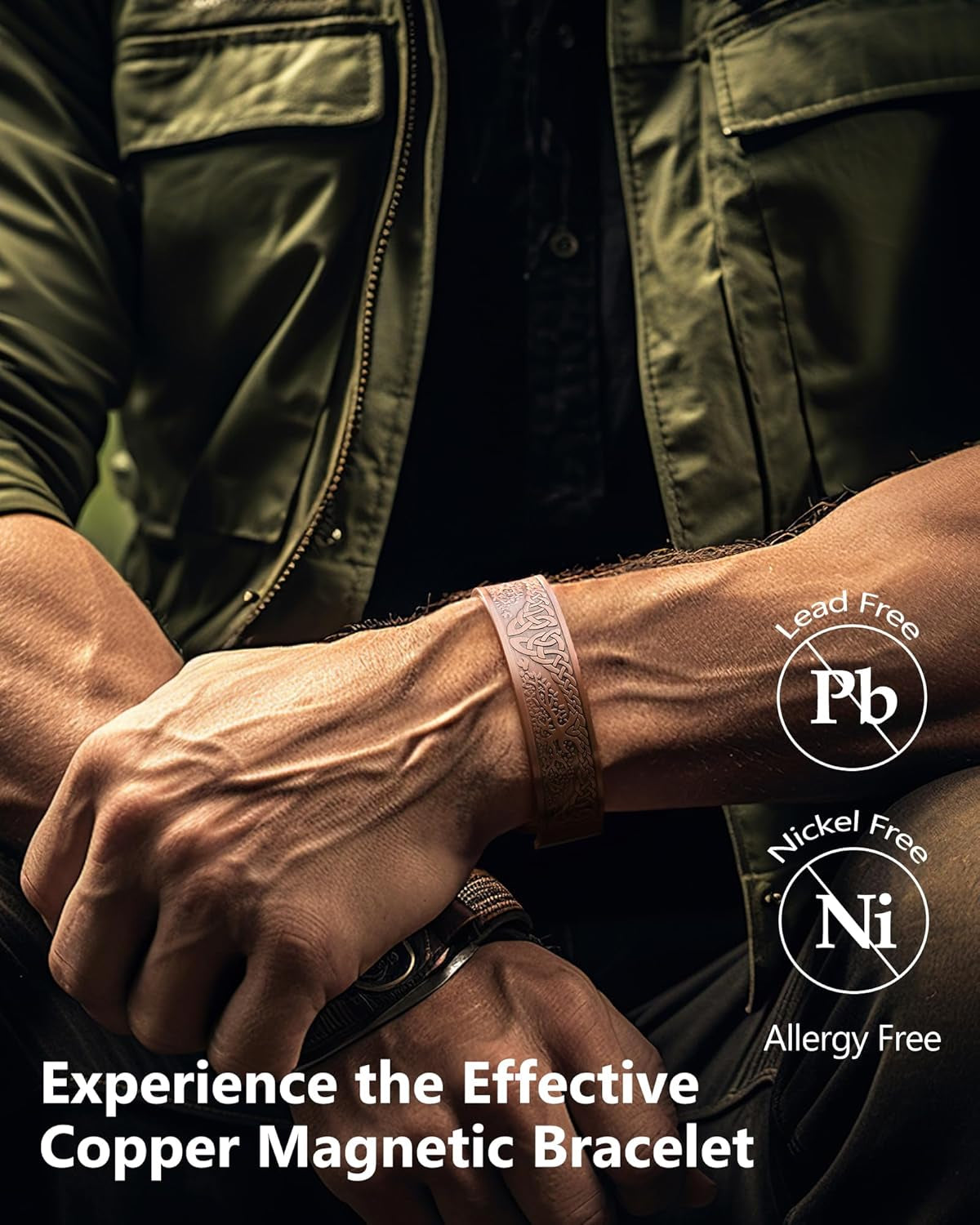 Copper Magnetic Bracelet for Men Women,Tree of Life 100% Solid Copper Cuff Bangle with 6 3500 Guass Magnets,Adjustable Size Brazaletes with Jewellry Gift Box