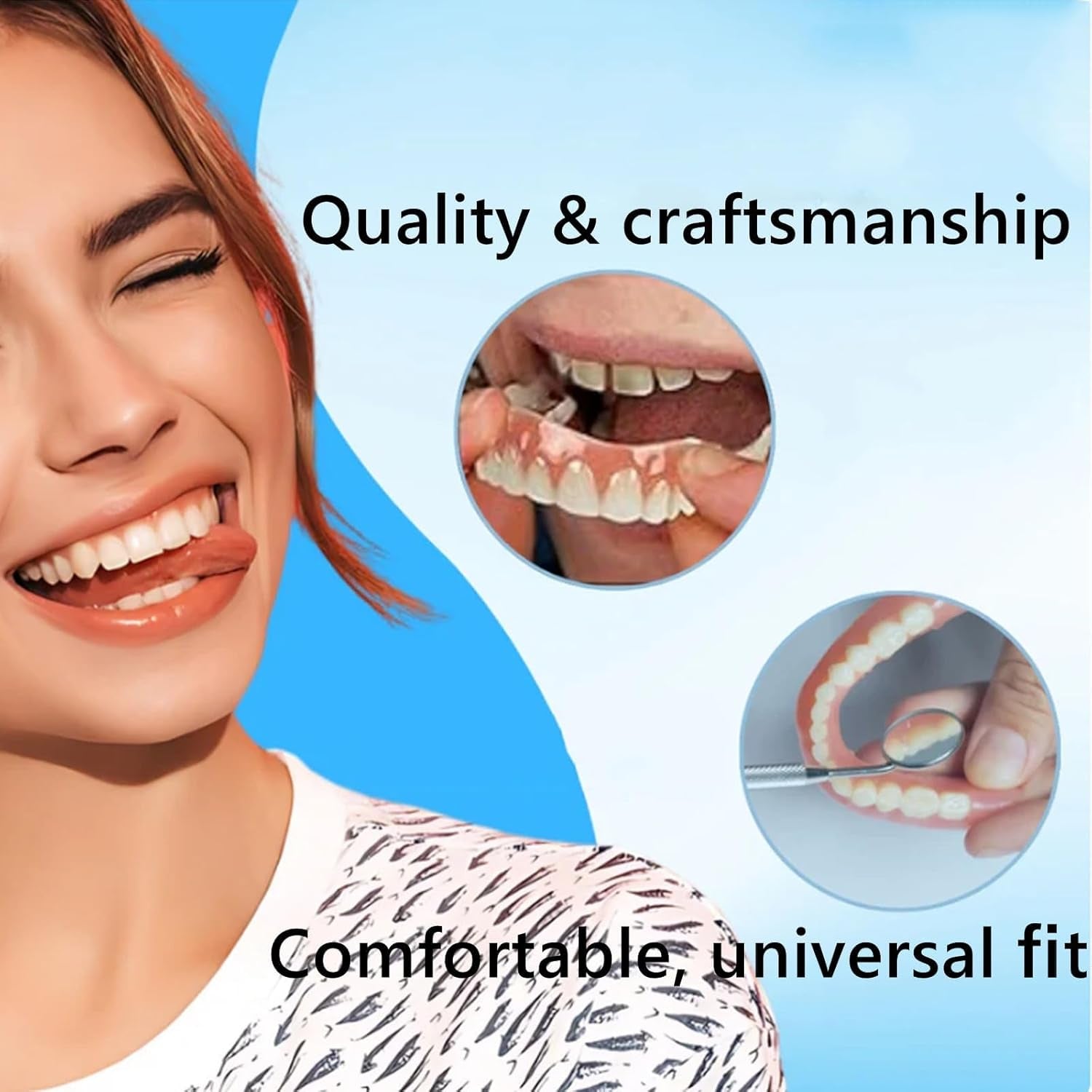Bikenda Silicone Reline Denture Set - Secure & Comfortable Upper/Lower Dentures Repair Kit with Soft Silicone Material for Easy Adjustments