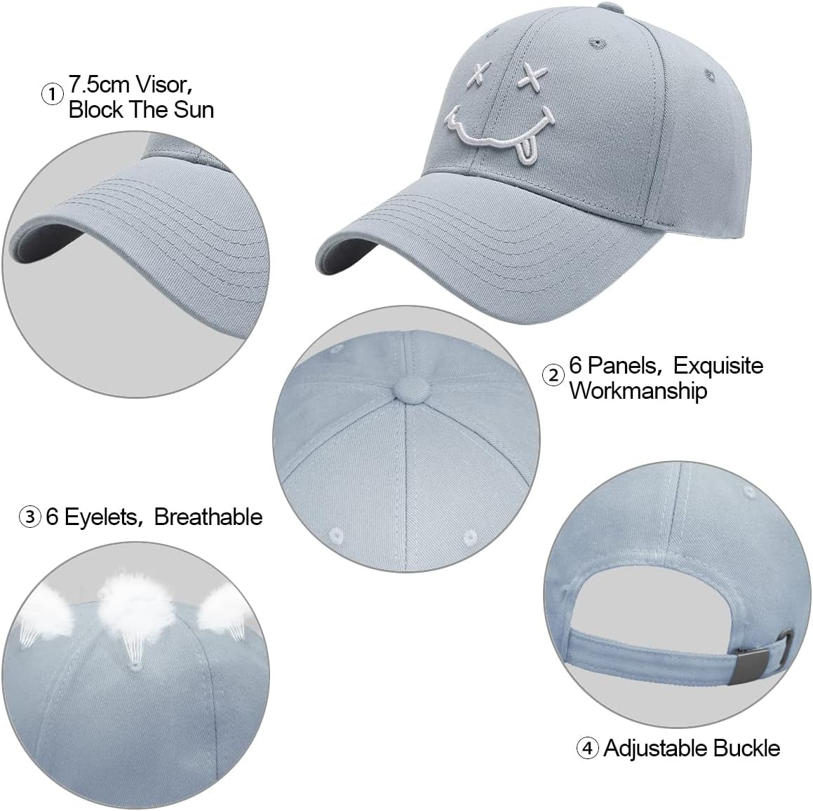 Baseball Cap with Embroidered,Plain Hats Unisex Adjustable Cotton 6 Panel Vintage Trucker Hat Peak Cap Golf Running Hat Outdoor Cap