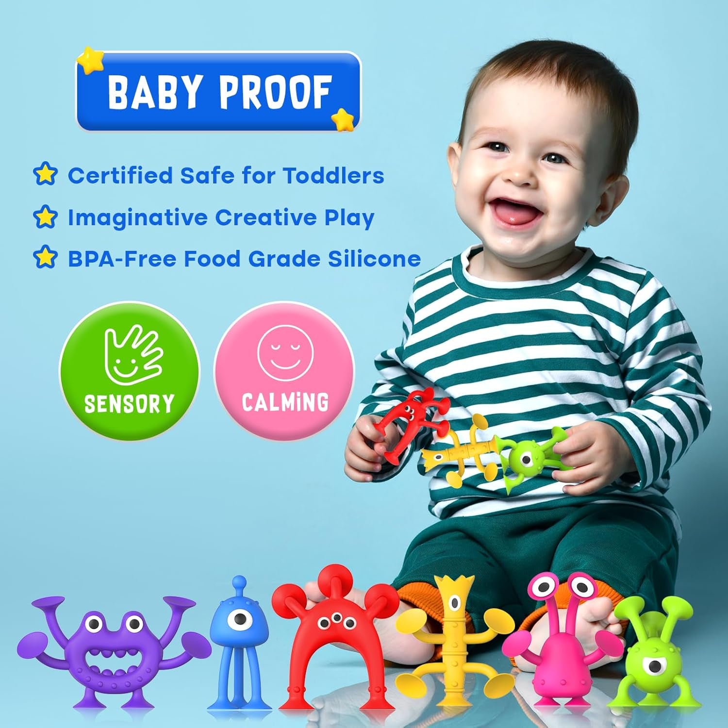 Baby Bath Toys Suction Toy: No Hole Bath Toy for Baby Toddlers - Kids Mini Sensory Fidget Suction Cup Toys for Boys Girls - Window Building Toy Travel Essentials Road Trip Activities for Kids Gifts