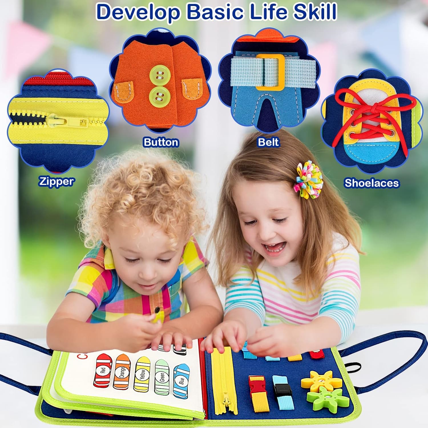 Busy Board, Toddler Busy Book for 1 2 3 4 Year-Old Boys Girls Birthday Gifts - 8 in 1 Preschool Educational Learning Toys with Alphabet Count Motor Skill, Toddler Travel Toys