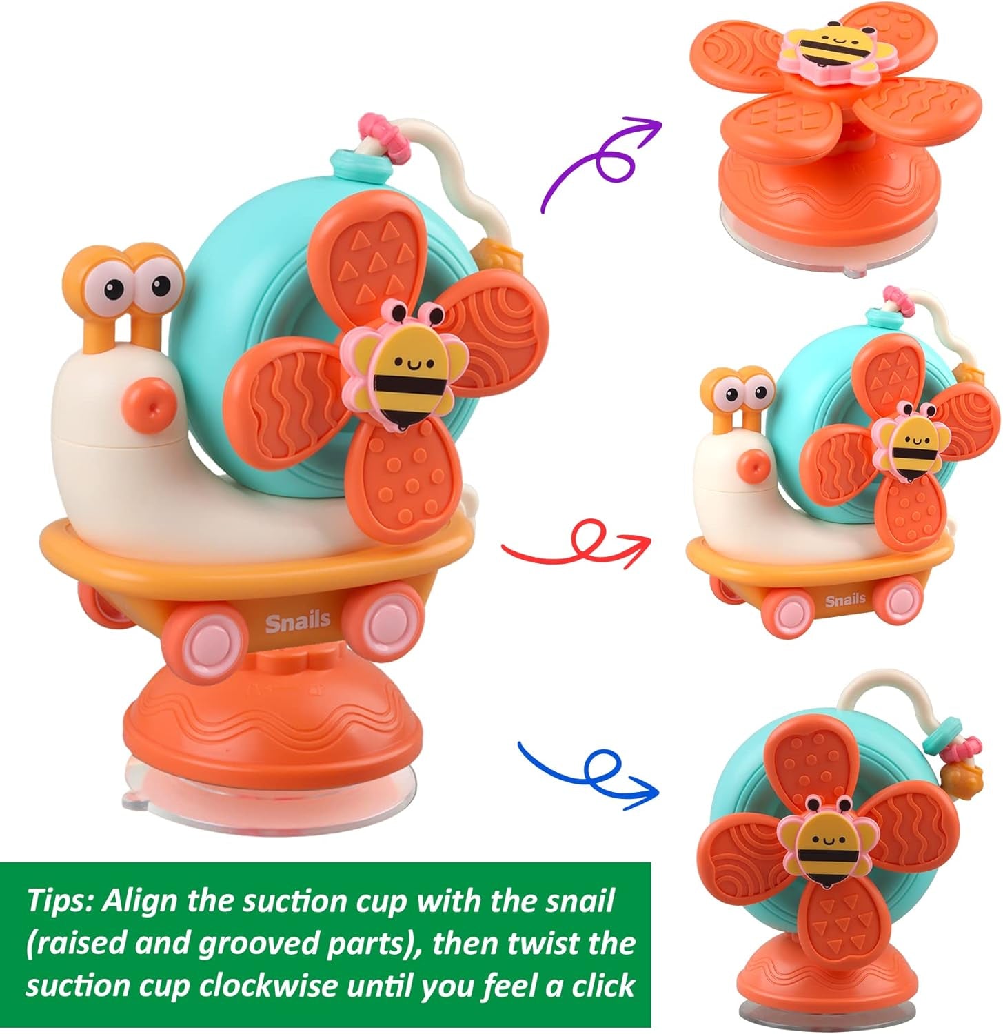 Baby Suction Cup Spinner Toys - Toddler Sensory Montessori Educational Fine Motor Skills Toys Learning Activities - Gifts for 6 9 12 18 Month Age 1 2 3 One Two Year Old Boys Girls Infant Bath Toys