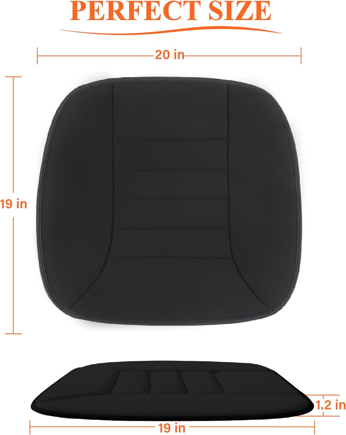 Car Seat Cushion with 1.2Inch Comfort Memory Foam, Seat Cushion for Car and Office Chair (Black)
