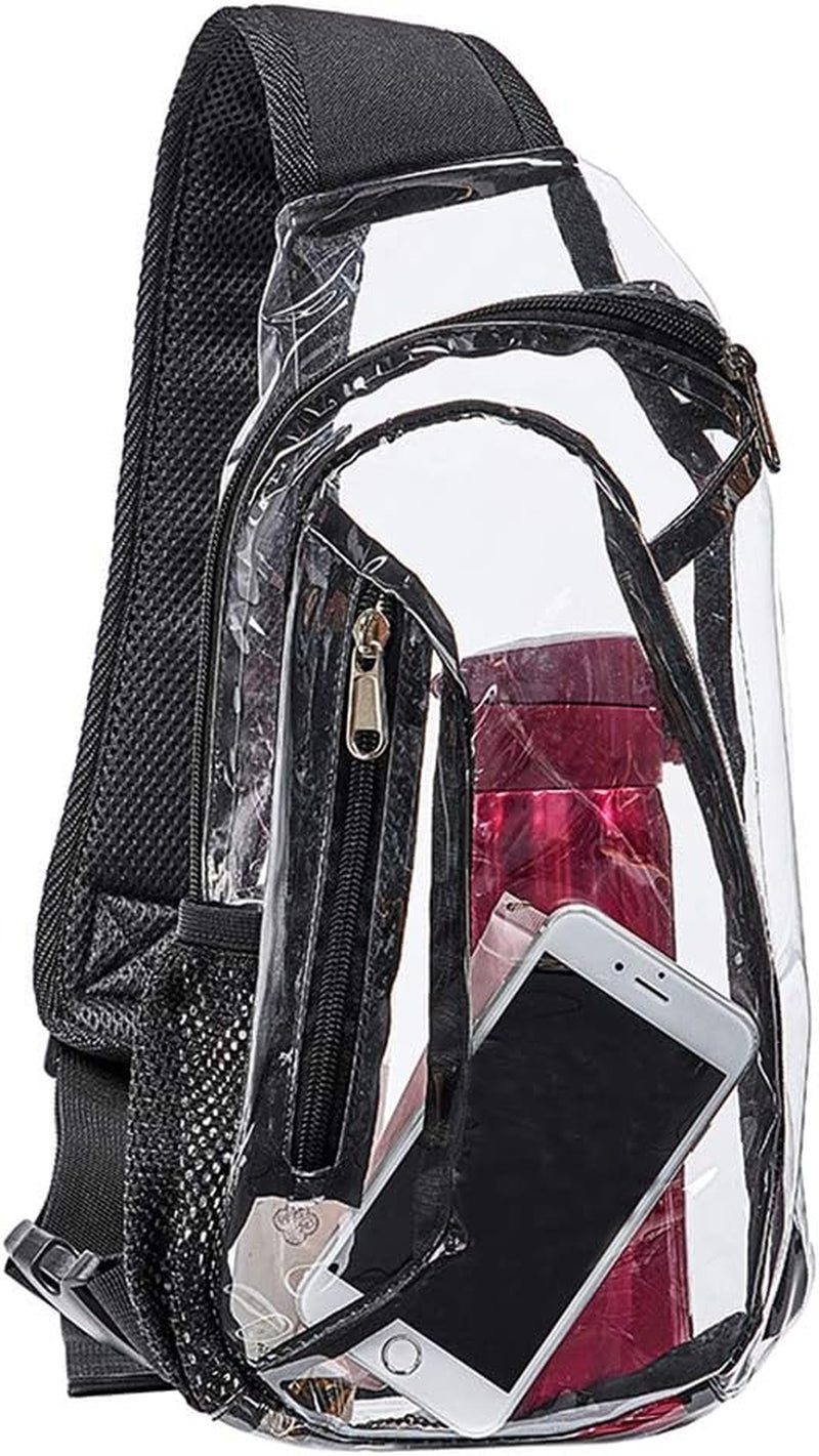 Clear Sling Bag, Stadium Approved Clear Bag, Transparent Chest Daypack for Hiking, Stadium or Concerts