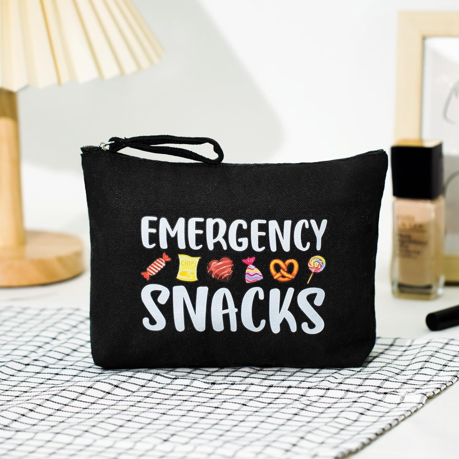 Canvas Zipper Pouch Bags for Snacks, Cosmetics & Toiletries - Women'S Travel & Beach Bag (Black)