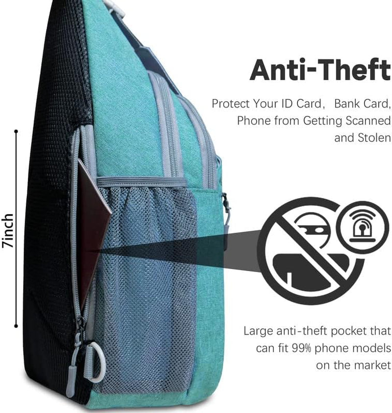 Crossbody Backpack for Women, Sling Backpack Women, Casual Daypack Chest Backpacks with Earphone Hole, Lightweight Travel Back Pack Hiking Single One Strap Travel Gifts for Men Women