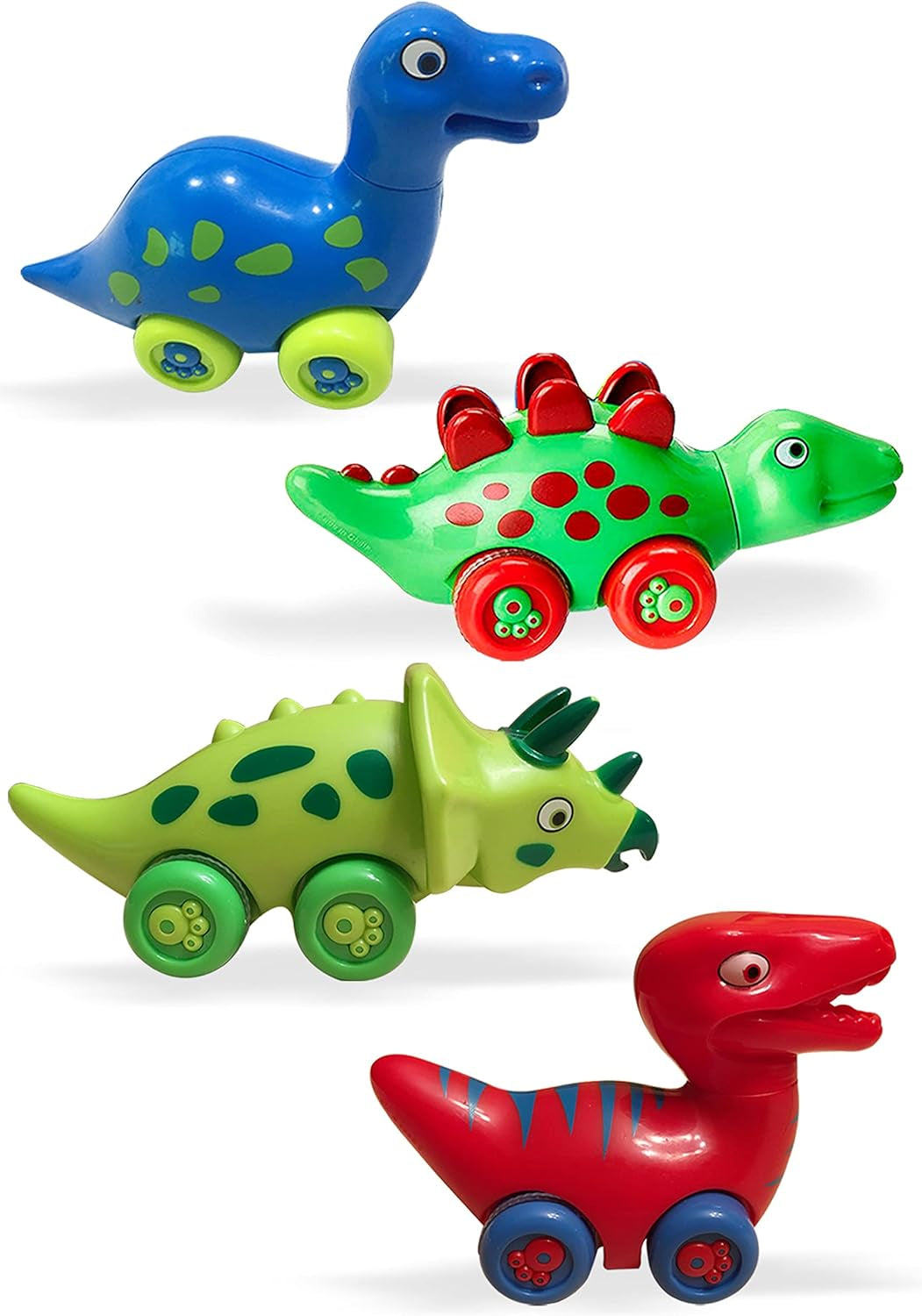 Dinosaur Car Toys for Toddlers | Dinosaurs with Wheels 4-In-1 Pack, Fun Party Toy, Play Set for Kids | Birthday Gift for Boys and Girls