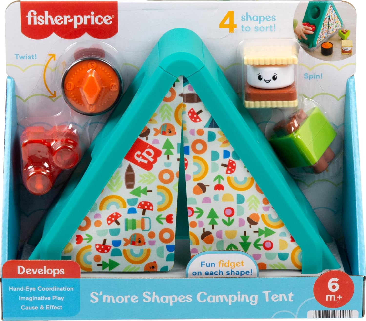 Baby Developmental Toy S’More Shapes Camping Tent Block Sorting Activity for Infants Ages 6+ Months