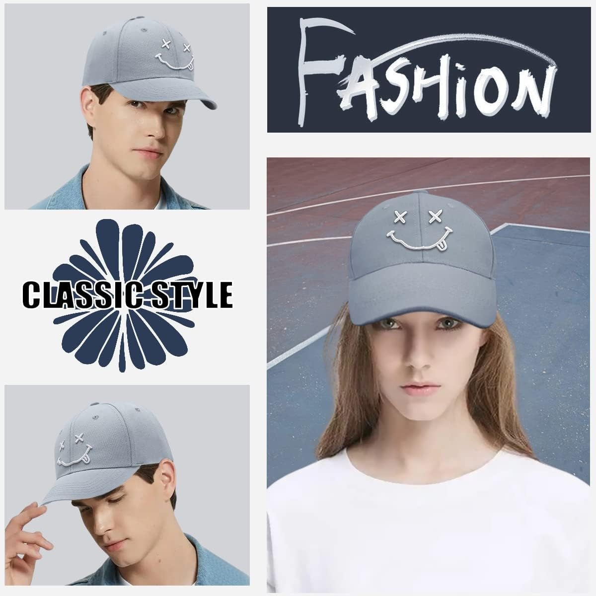 Baseball Cap with Embroidered,Plain Hats Unisex Adjustable Cotton 6 Panel Vintage Trucker Hat Peak Cap Golf Running Hat Outdoor Cap