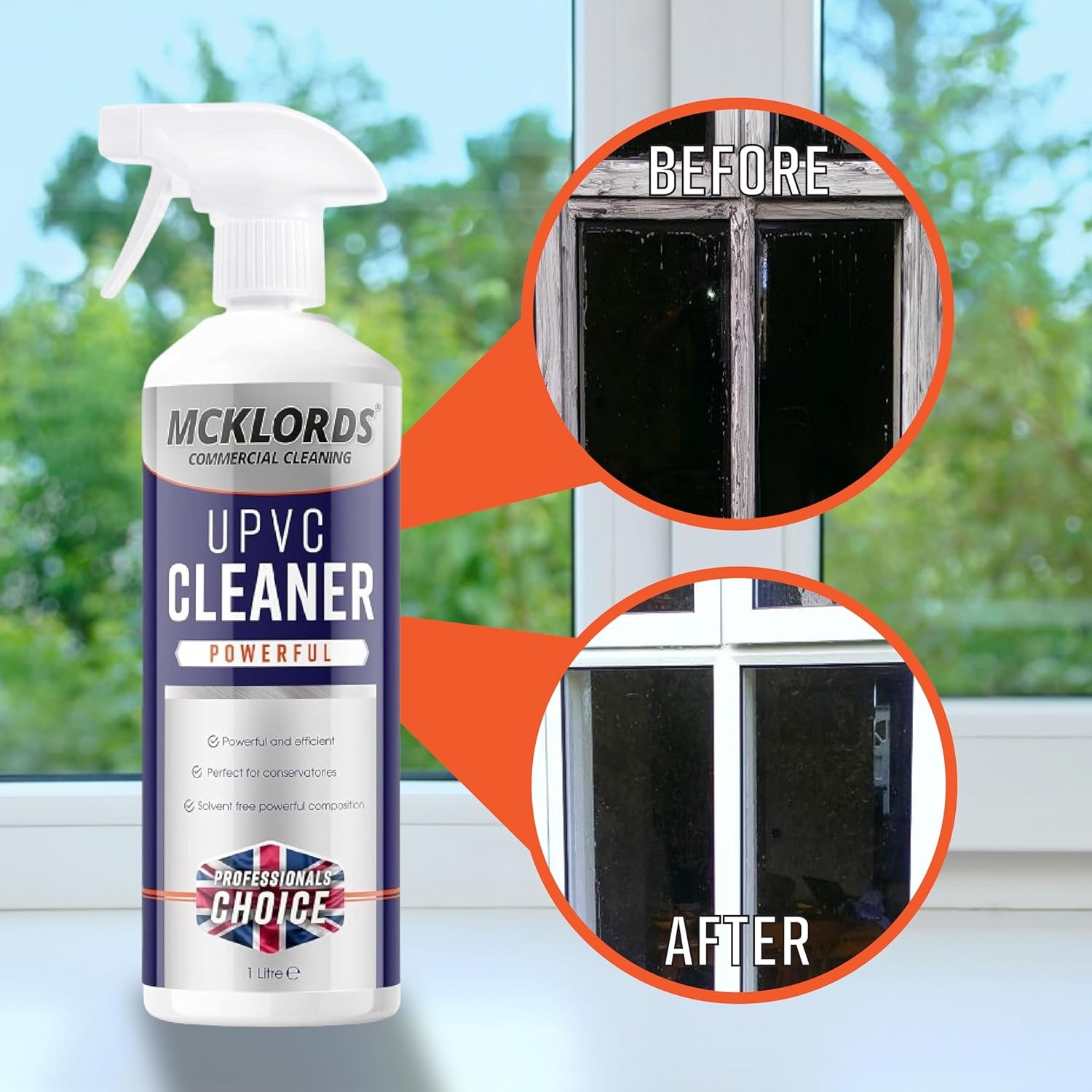 Commercial Upvc Cleaner for Hard Plastic, Doors, Gutters and Window Frames, 1 Litre Clear