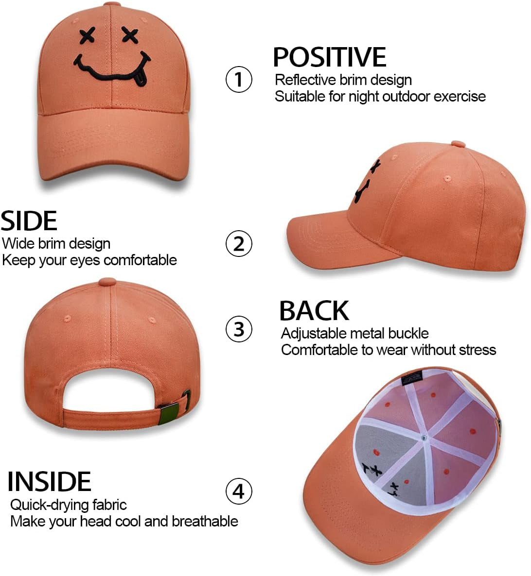 Baseball Cap with Embroidered,Plain Hats Unisex Adjustable Cotton 6 Panel Vintage Trucker Hat Peak Cap Golf Running Hat Outdoor Cap