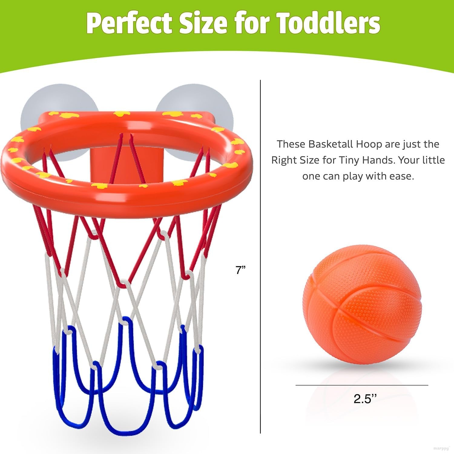 Bath Toys - Bathtub Basketball Hoop for Kids Toddlers - Mold Free Bath Toys with Suction Cup & 3 No Hole Balls - Shower and Bathtub Toys for Toddlers - Boys Girls