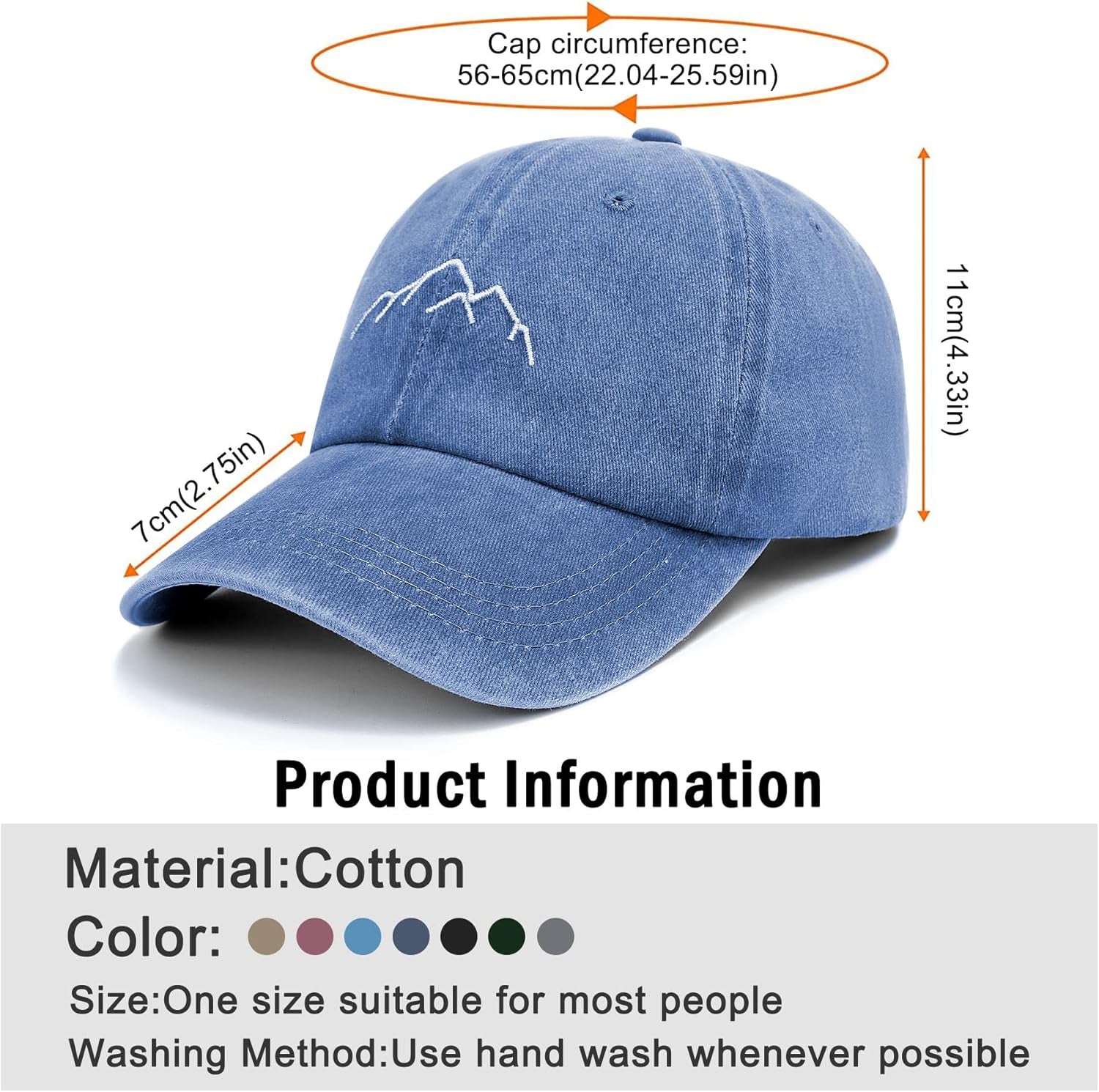 Baseball Cap Mens - Vintage Washed Dad Caps Adjustable Cotton