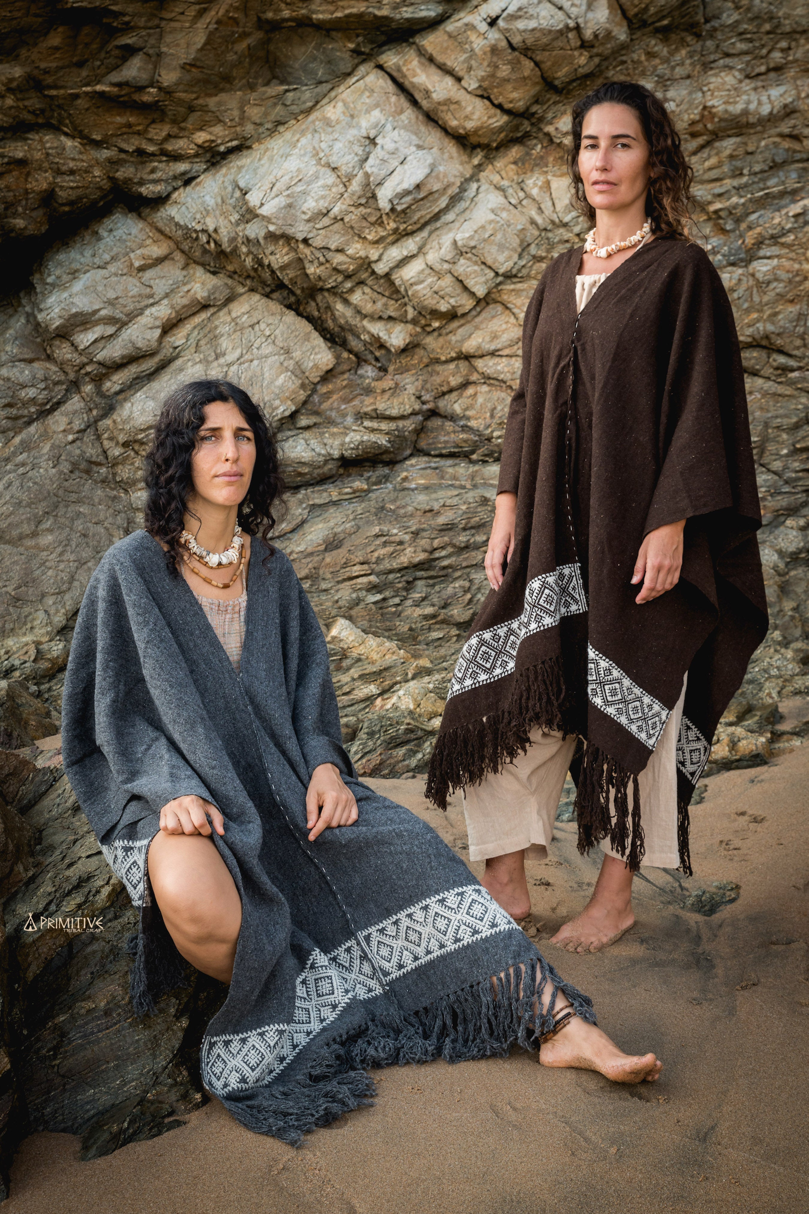 Luxurious Handloom Wool Poncho with Unique Tribal Patterns - One Size Fits All