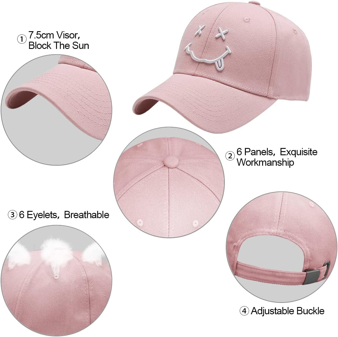 Baseball Cap with Embroidered,Plain Hats Unisex Adjustable Cotton 6 Panel Vintage Trucker Hat Peak Cap Golf Running Hat Outdoor Cap
