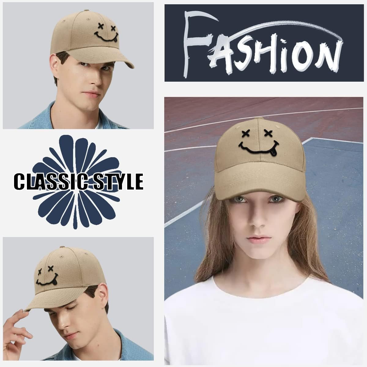 Baseball Cap with Embroidered,Plain Hats Unisex Adjustable Cotton 6 Panel Vintage Trucker Hat Peak Cap Golf Running Hat Outdoor Cap