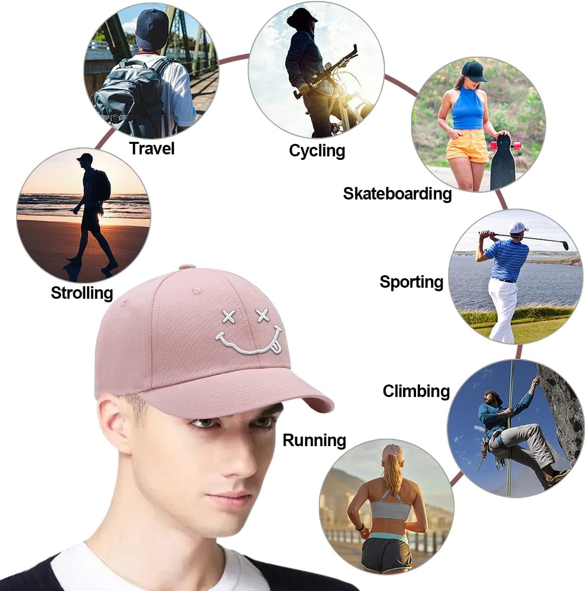 Baseball Cap with Embroidered,Plain Hats Unisex Adjustable Cotton 6 Panel Vintage Trucker Hat Peak Cap Golf Running Hat Outdoor Cap