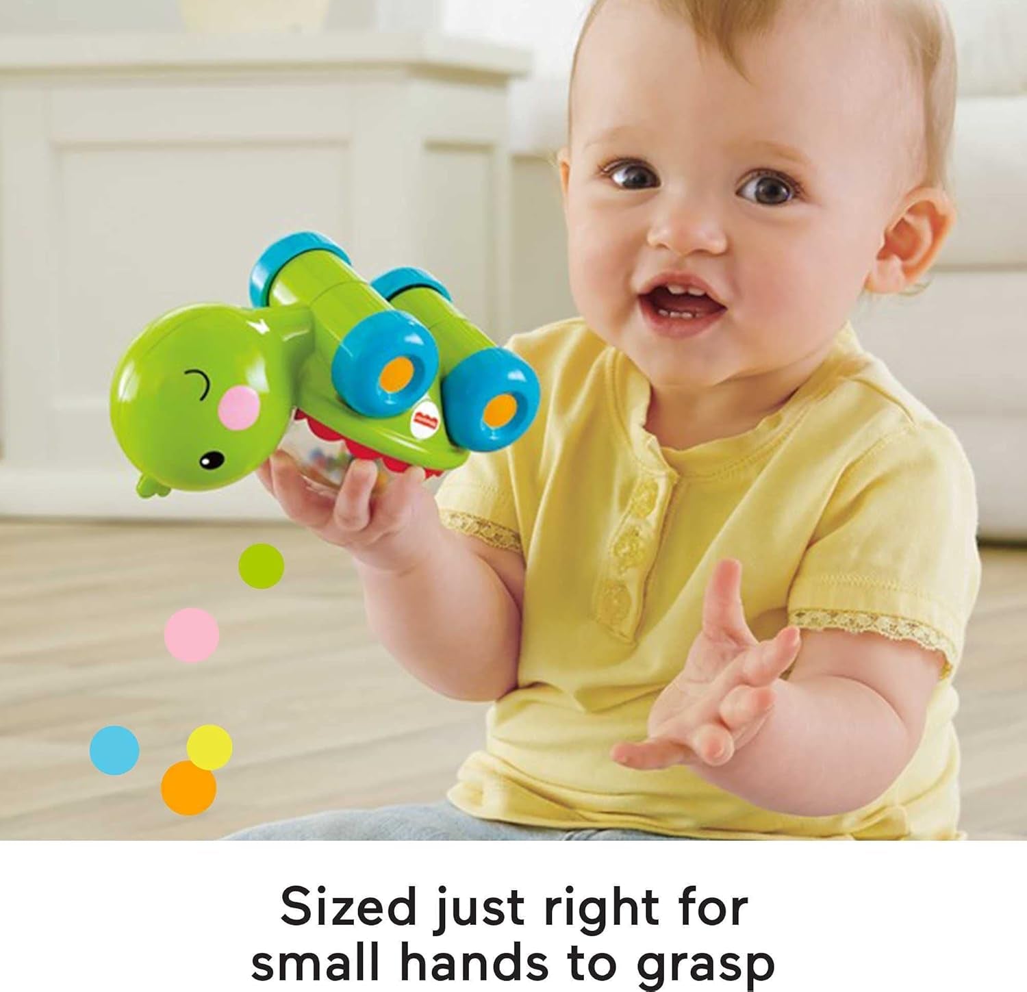 Baby Crawling Toy Poppity Pop Turtle Push-Along Vehicle with Ball Popping Sounds for Infants Ages 6+ Months