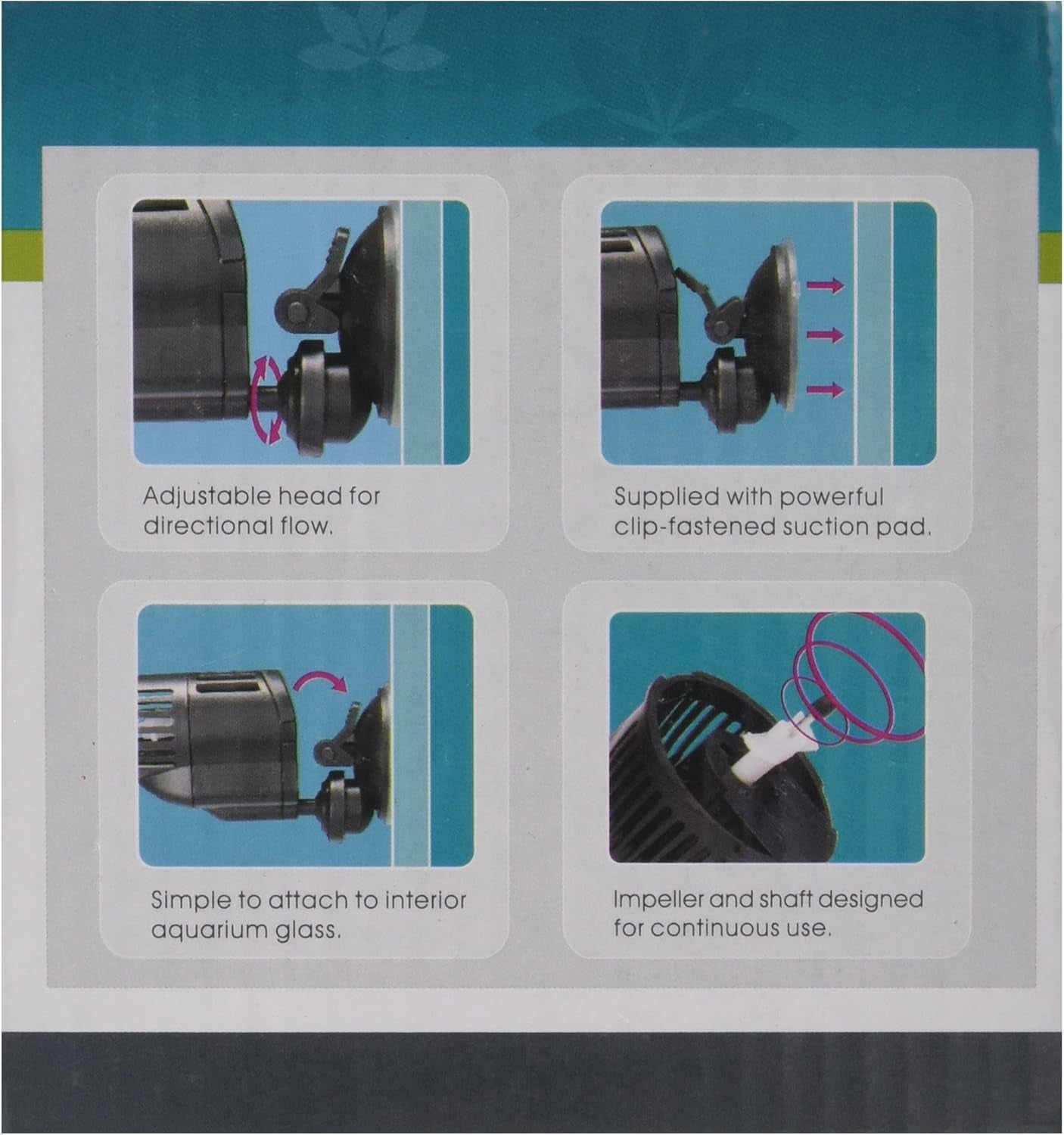 Aquarium Marine Wave Maker Fish Tank Powerhead Circulation Pump 2000L/H - Powerful Clip on Glass Suction Attachment