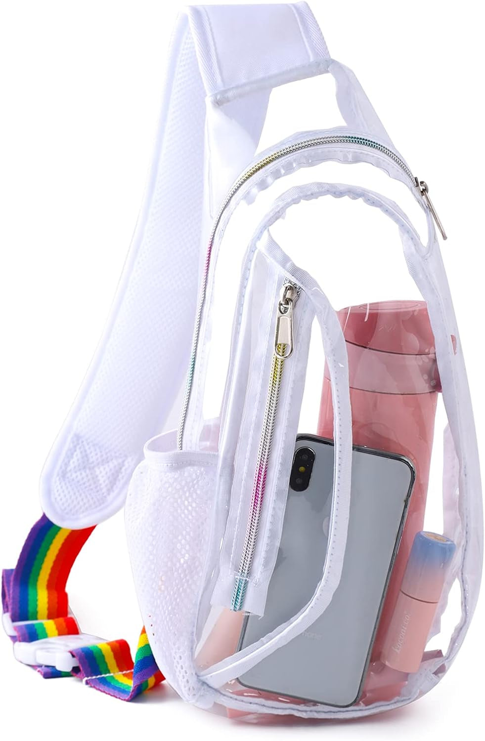 Clear Sling Bag, Stadium Approved Clear Bag, Transparent Chest Daypack for Hiking, Stadium or Concerts